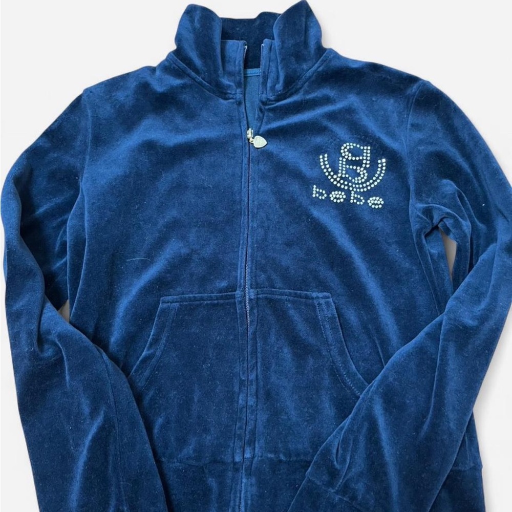 Bebe Women's Blue Velour Sweater